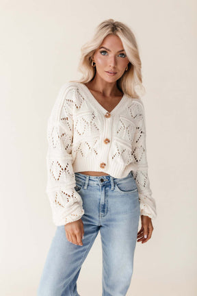 Leia Button Down Cardigan, alternate, color, cream