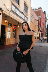 Sydney Ruffle Top Black, Alternate, color, Black