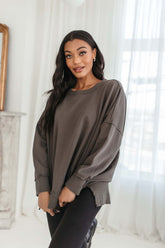 Tatum Oversized Lightweight Sweatshirt, Alternate, color, charcoal