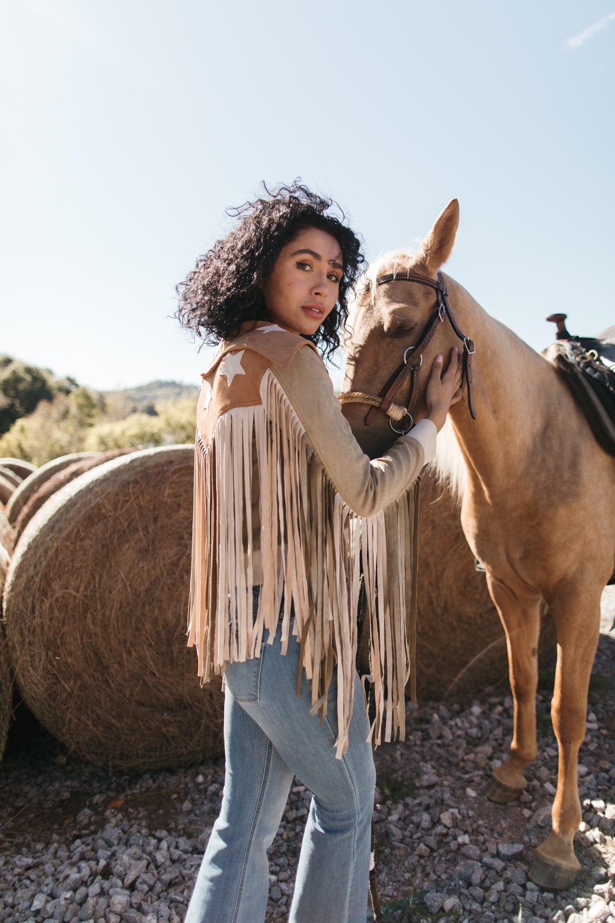 Martina Star Fringe Jacket, Alternate, Color, Olive