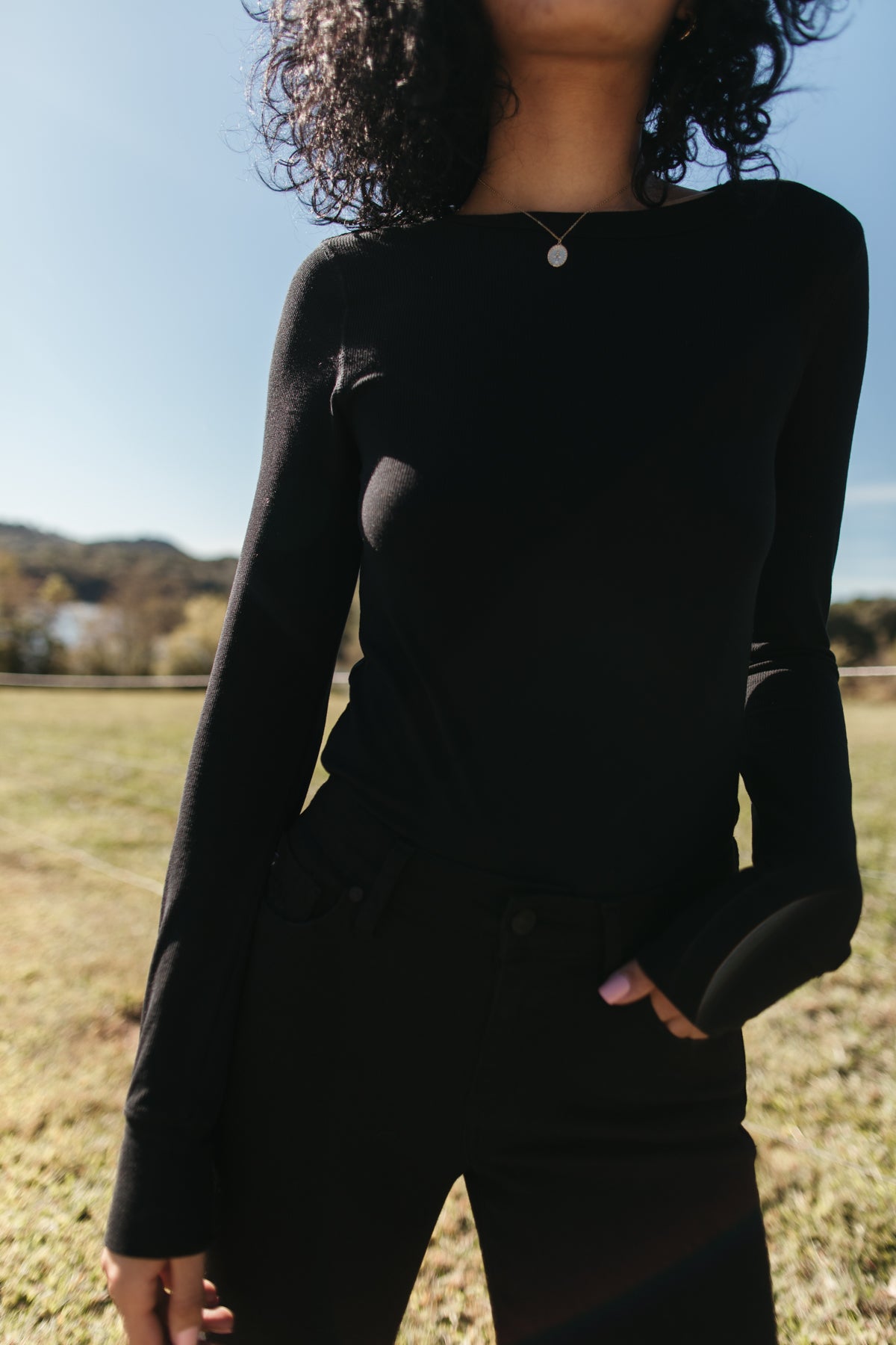 Marguerite Long Sleeve Black, Alternate, Color, Black