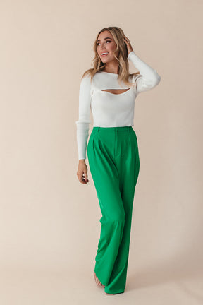 Kaia Pocketed Wide Leg Pants, alternate, color, kelly green