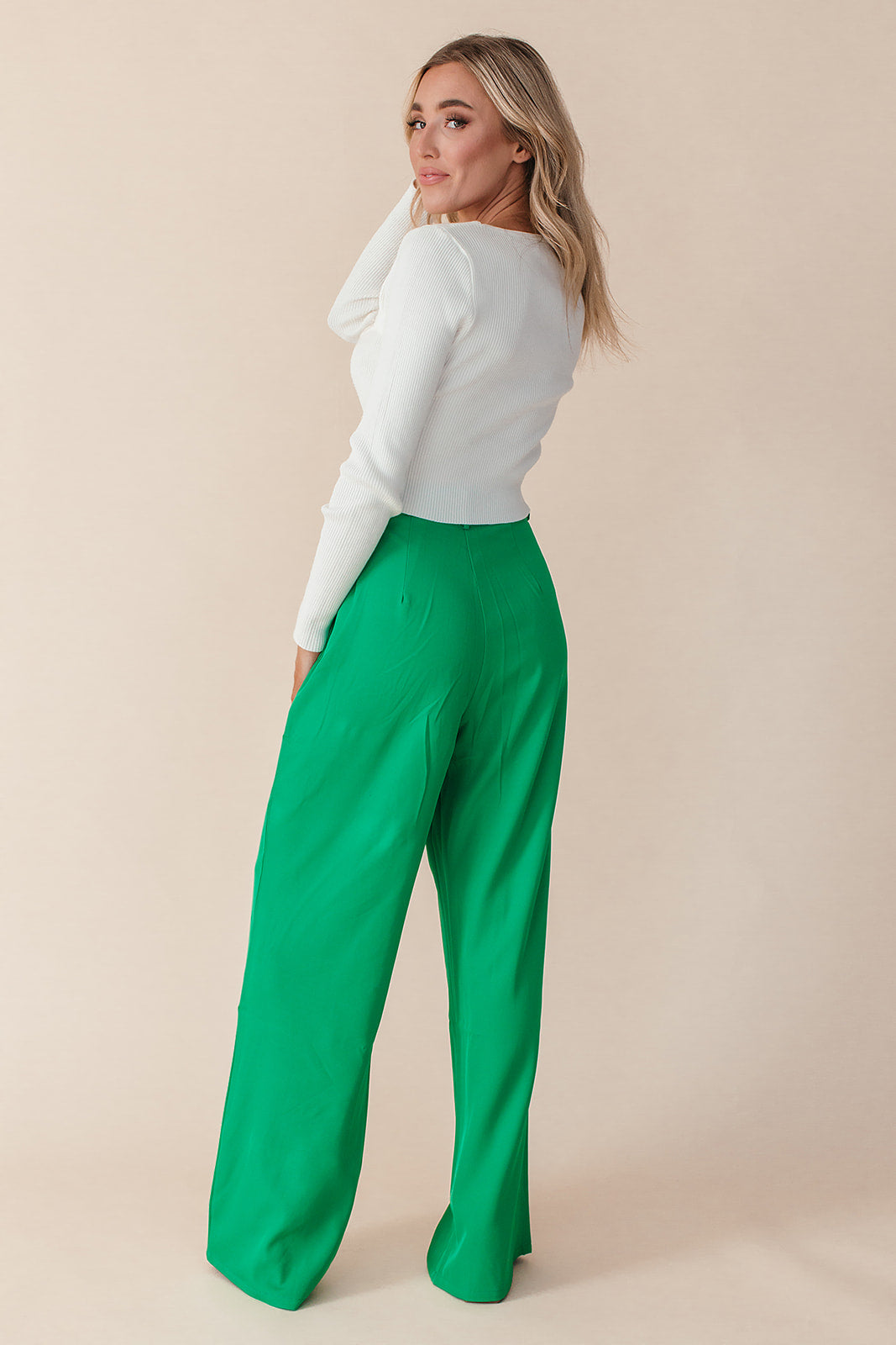 Kaia Pocketed Wide Leg Pants, alternate, color, kelly green